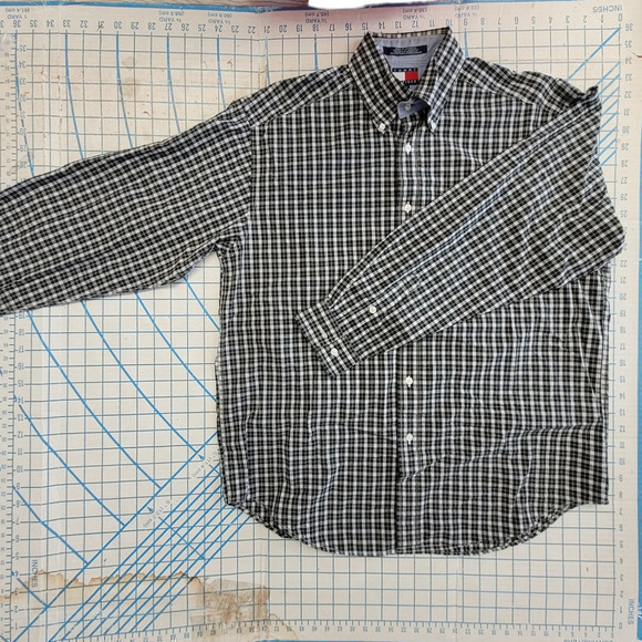 HPTommy Hilfiger Green Plaid Long Sleeve Button Up Vintage Men's Shirt Top - Picture 5 of 15